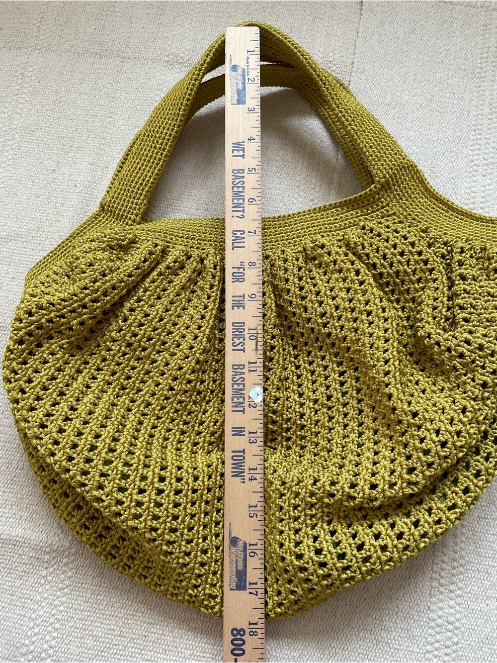 Women’s Crochet Knit Hobo Shoulder Bag Purse Chartreuse Green Boho Artsy - Picture 7 of 7